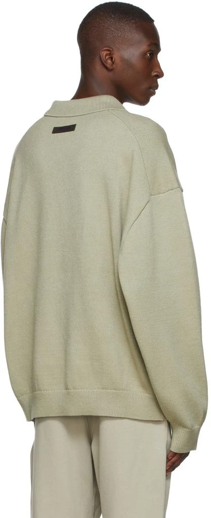 商品Essentials|Green Knit Long Sleeve Polo,价格¥631,第3张图片详细描述