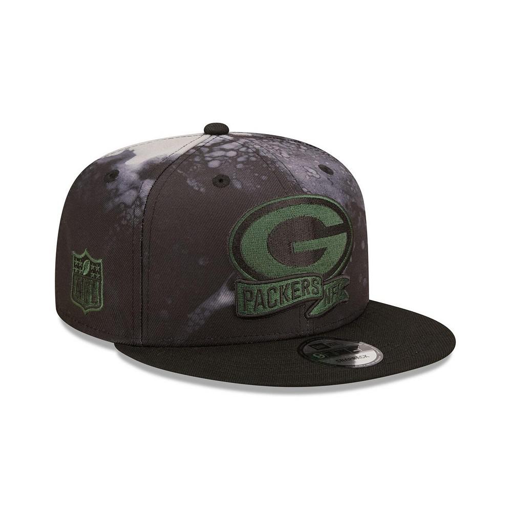 Men's Black Green Bay Packers Ink Dye 2022 Sideline 9FIFTY Snapback Hat商品第1张图片规格展示