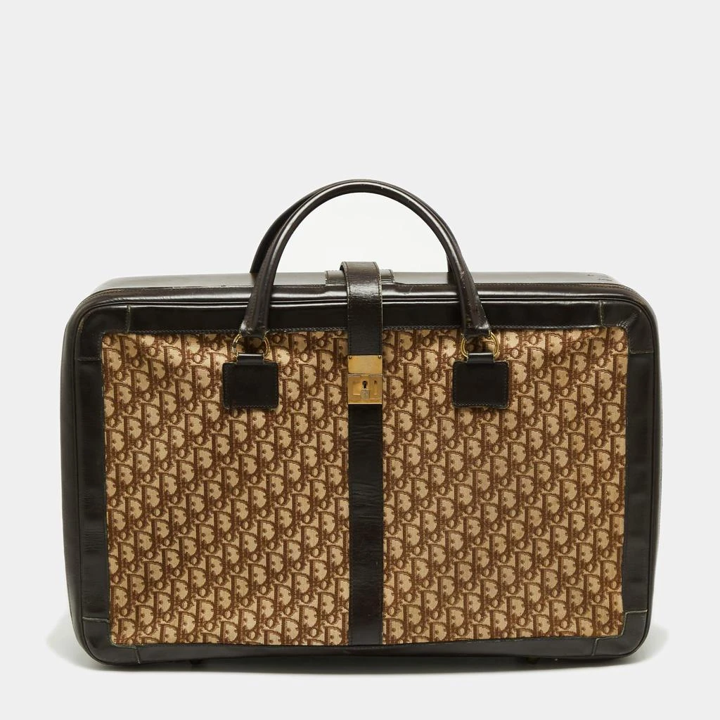 商品[二手商品] Dior|Dior Beige/Brown Diorissimo Canvas and Leather Vintage Suitcase,价格¥2697,第1张图片