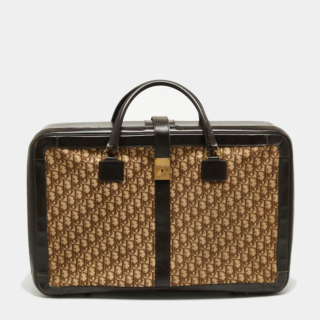 商品[二手商品] Dior|Dior Beige/Brown Diorissimo Canvas and Leather Vintage Suitcase,价格¥3162,第1张图片