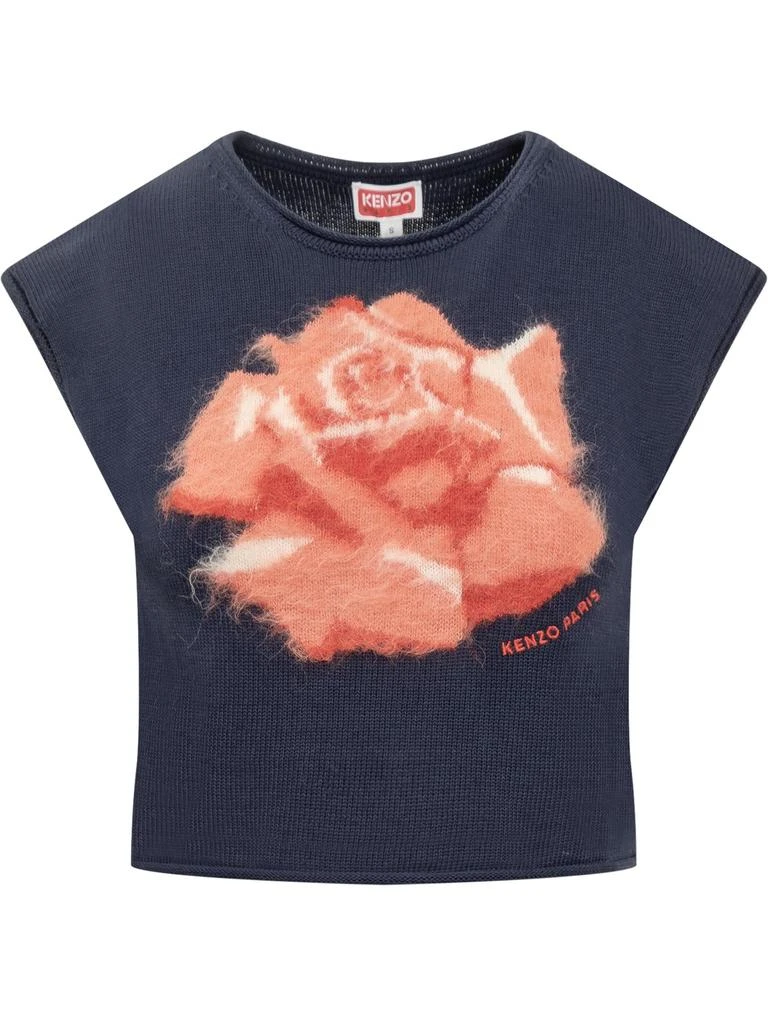 商品Kenzo|Kenzo Floral Intarsia-Knit Cropped Top,价格¥1309,第1张图片