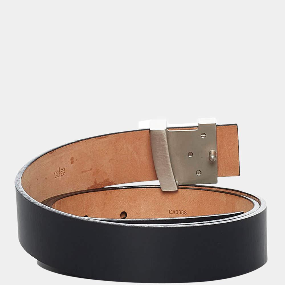 Louis Vuitton Black/Silver Initiales Leather Belt商品第3张图片规格展示