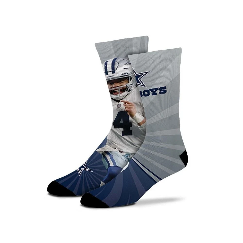 商品For Bare Feet|Youth Boys and Girls Dak Prescott Dallas Cowboys Record Breaker Player Crew Socks,价格¥150,第1张图片