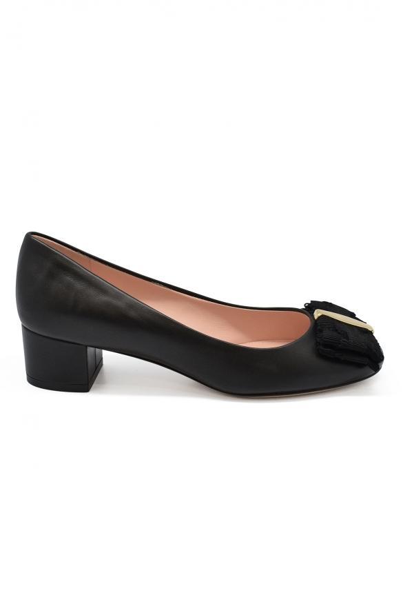 商品Salvatore Ferragamo|Luxury Shoes For Women   Salvatore Ferragamo Black Leather Pumps,价格¥2768,第1张图片