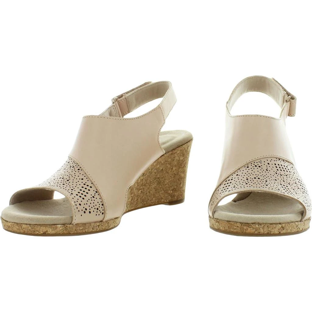 商品Clarks|Clarks Lafley Joy Women's Leather Laser Cut Slingback Adjustable Wedge Sandals,价格¥266,第4张图片详细描述
