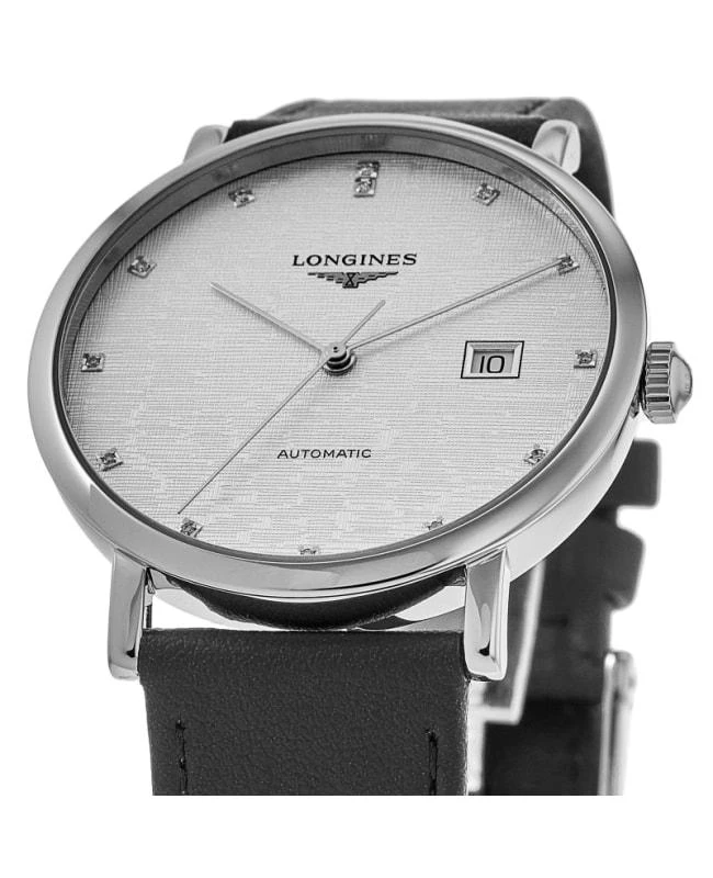 商品Longines|Longines Elegant Collection Silver Diamond Dial Leather Strap Women's Watch L4.911.4.77.2,价格¥10036,第2张图片详细描述
