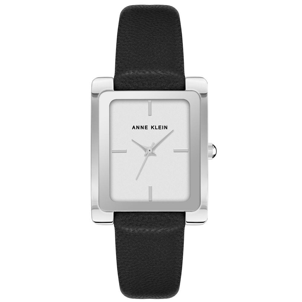 商品Anne Klein|Women's Black Genuine Leather Strap Watch 40mm,价格¥551,第1张图片