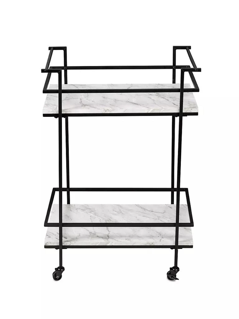 商品Honey Can Do|Two-Tier Faux Marble Rolling Bar Cart,价格¥1197,第2张图片详细描述