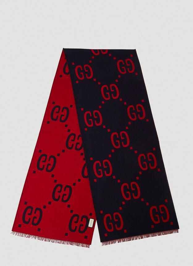商品Gucci|GG Logo Wool Scarf in Blue,价格¥3597,第5张图片详细描述