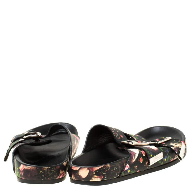商品[二手商品] Givenchy|Givenchy Multicolor Floral Print Leather Double Buckle Banded Flat Slides Size 38,价格¥2312,第5张图片详细描述