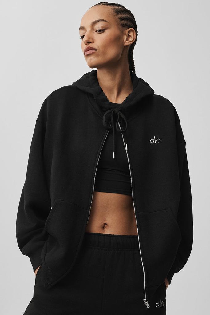 Alo Accolade Full Zip Hoodie - Black - Hoodies - Free Shipping