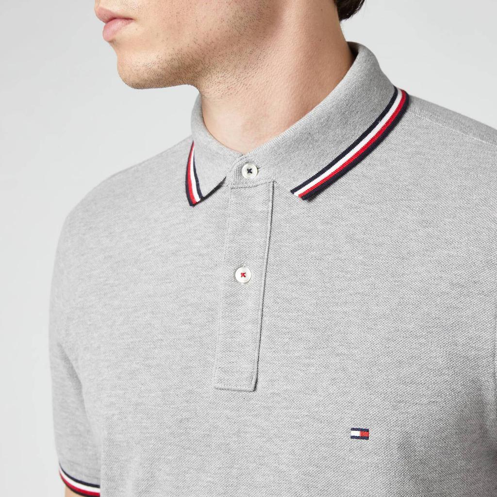 商品Tommy Hilfiger|Tommy Hilfiger Men's Tipped Slim Fit Polo Shirt - Medium Grey Heather,价格¥467,第5张图片详细描述