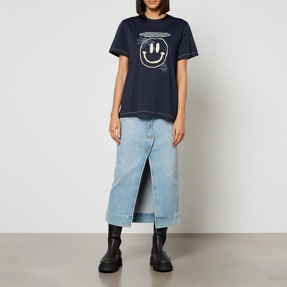 Ganni Smiley Face Organic Cotton-Jersey T-Shirt商品第3张图片规格展示