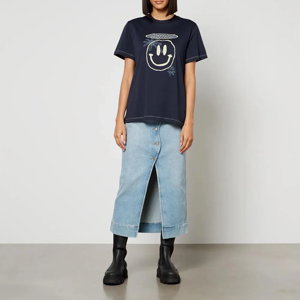 商品Ganni|Ganni Smiley Face Organic Cotton-Jersey T-Shirt,价格¥590,第3张图片详细描述