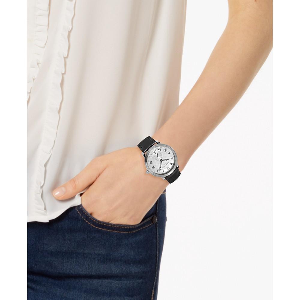 Women's Swiss Slimline Small Seconds Black Leather Strap Watch 29mm商品第2张图片规格展示