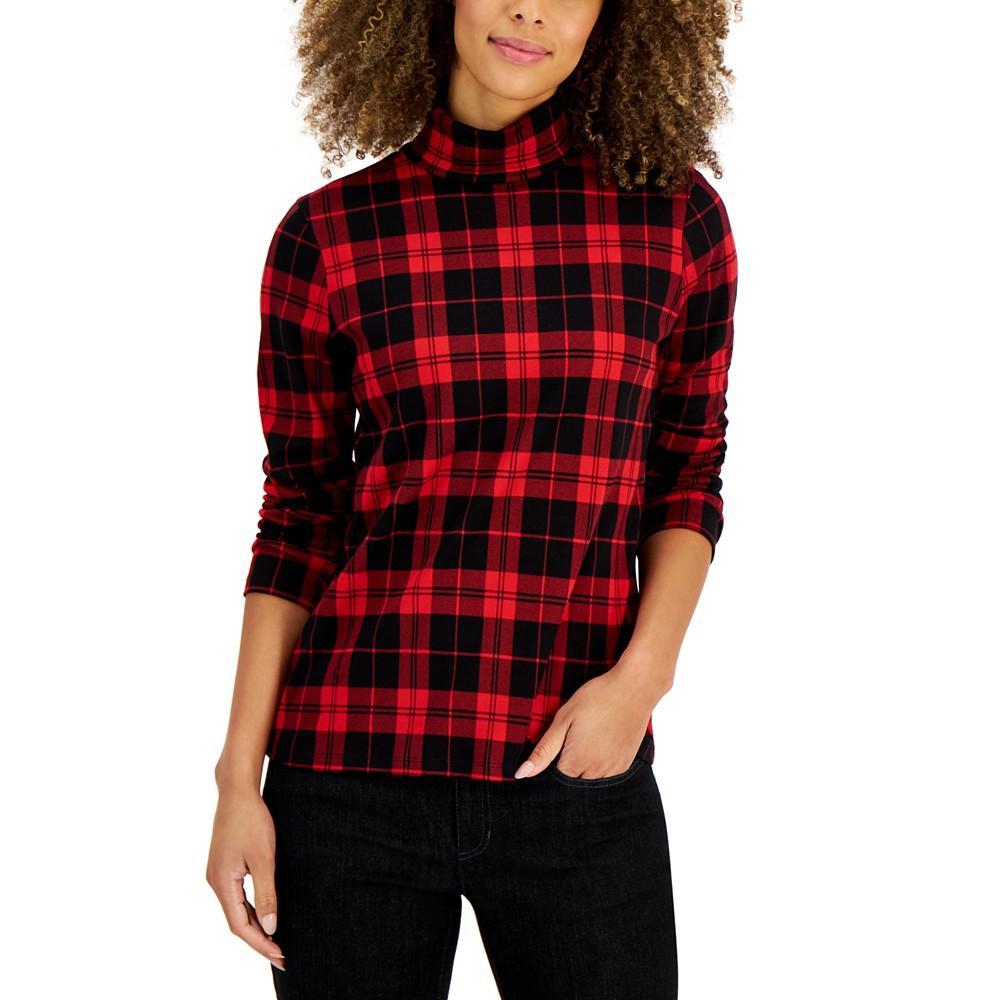 商品Charter Club|Women's Tartan Turtleneck Top, Created for Macy's,价格¥131,第1张图片