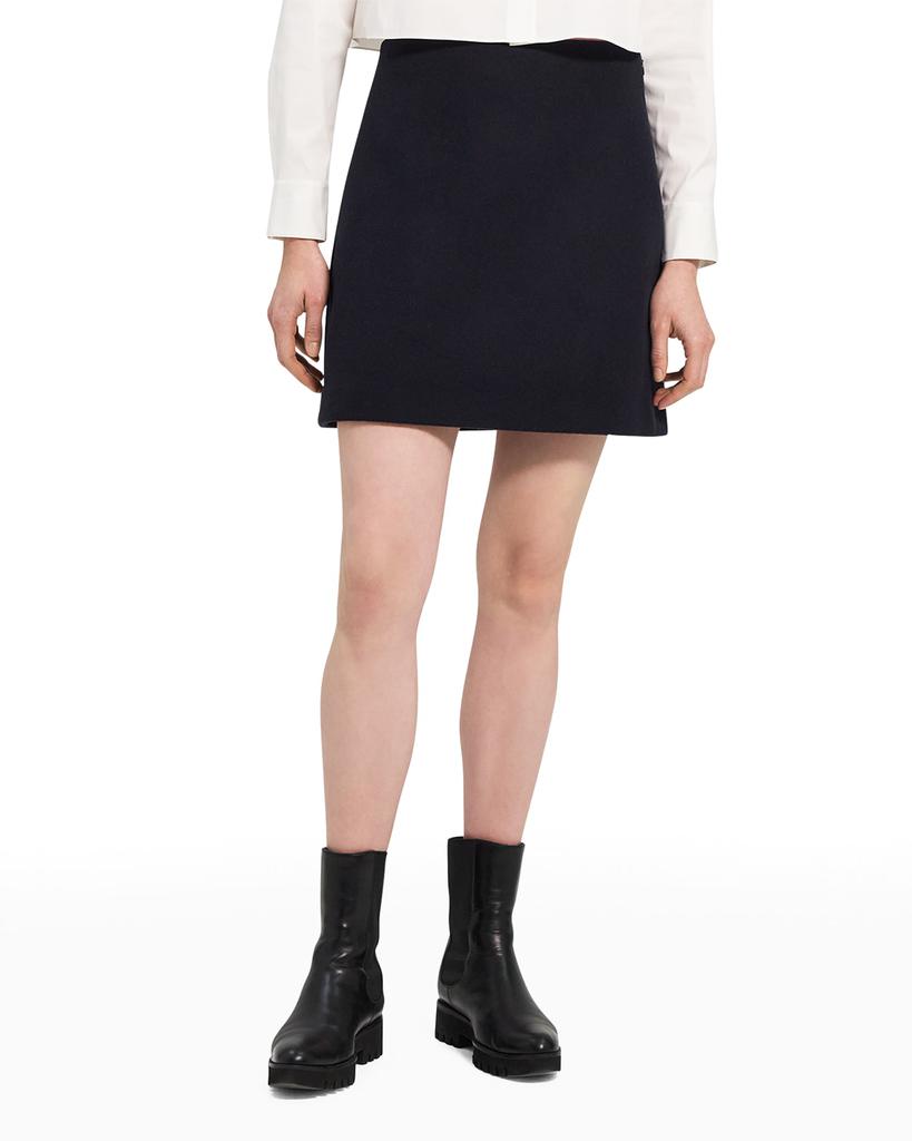 High-Waist Wool-Cashmere Mini Skirt商品第1张图片规格展示