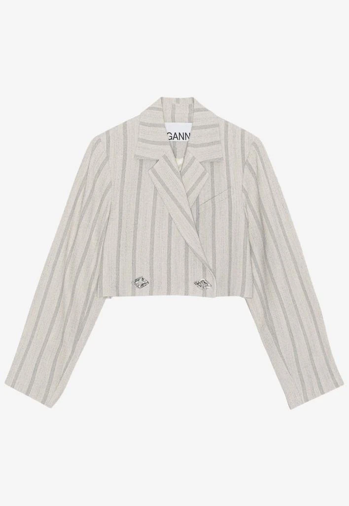 商品Ganni|Striped Cropped Blazer,价格¥2733,第3张图片详细描述