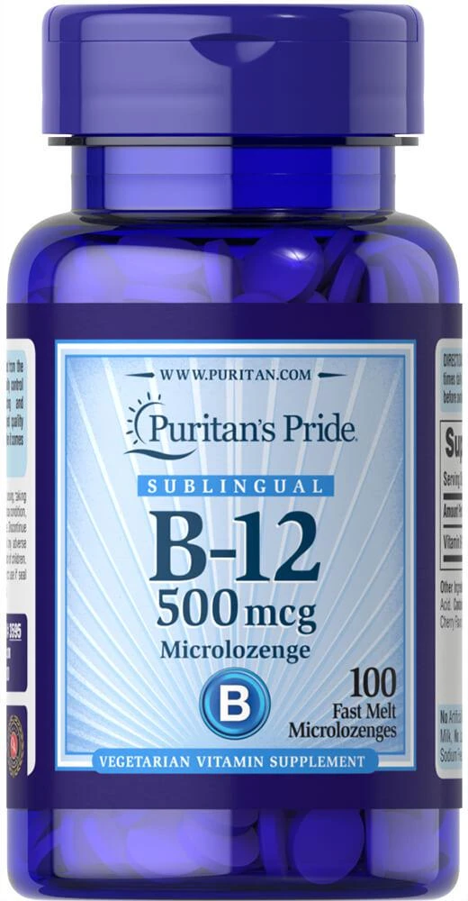 商品Puritan's Pride|Vitamin B-12 500 mcg Sublingual 100 Microlozenges,价格¥75-¥149,第1张图片