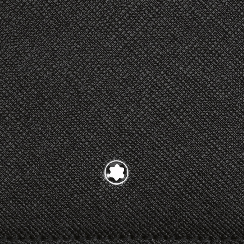 Mont Blanc 万宝龙 男款匠心系列黑色全粒面小牛皮短款钱包钱夹 113221商品第2张图片规格展示
