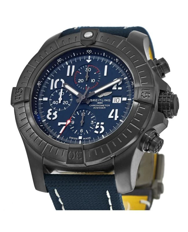 商品BREITLING|Breitling Super Avenger Chronograph 48 Night Mission Blue Dial Leather Men's Watch V13375101C1X2,价格¥39025,第2张图片详细描述