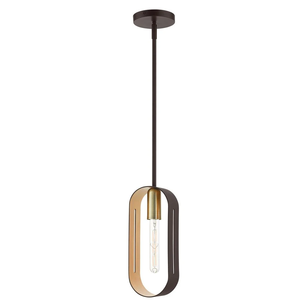 One Light Bronze with Antique Brass Accents Pendant 商品