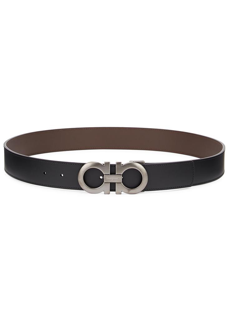 商品Salvatore Ferragamo|Gancini black reversible leather belt,价格¥3370,第1张图片