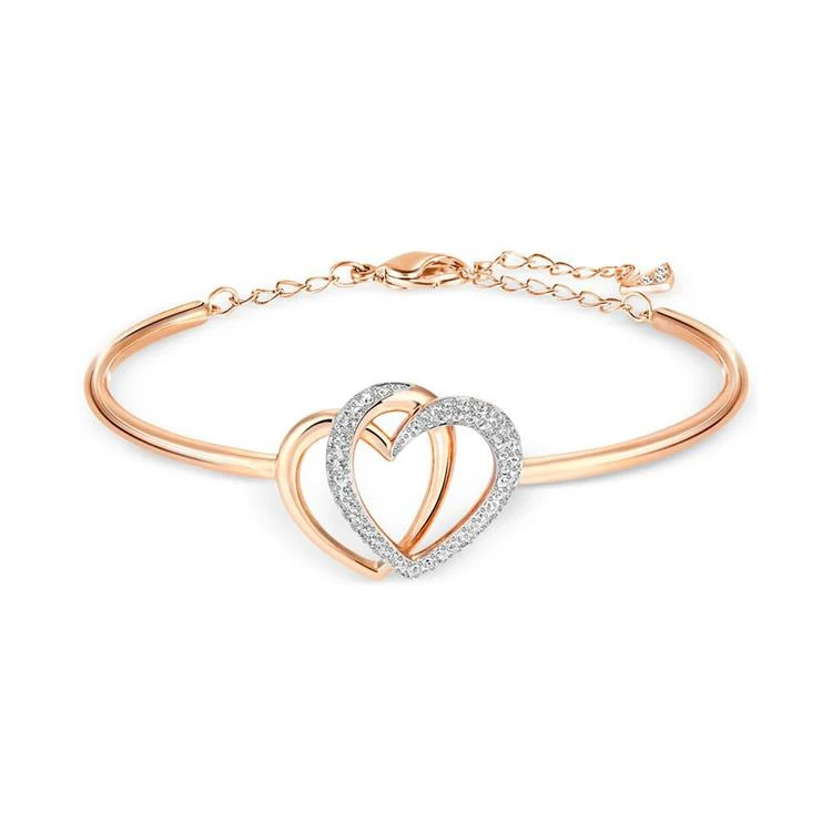 商品Swarovski|Swarovski Rose Gold-Tone Crystal Pavé Interlocking 心心相印💕手环,价格¥969,第1张图片