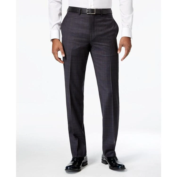 商品Calvin Klein|X-Fit Men's Charcoal/Dark Brown/Blue Windowpane Slim Fit Suit,价格¥1454,第3张图片详细描述