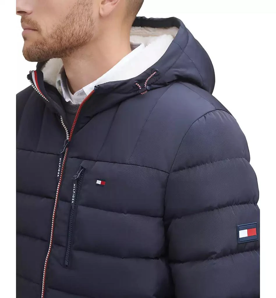 商品Tommy Hilfiger|男士合身中型夏尔巴衬里连帽防水绗缝夹克,价格¥640,第5张图片详细描述