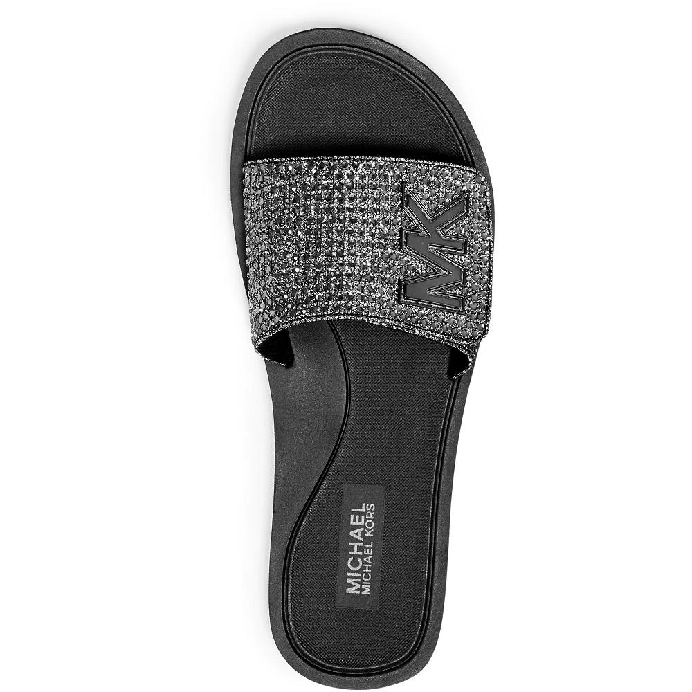 商品Michael Kors|Women's Rhinestone MK Logo Pool Slide Sandals,价格¥255,第3张图片详细描述