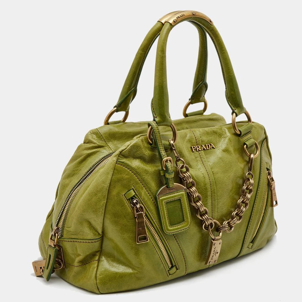 商品[二手商品] Prada|Prada Green Vitello Shine Leather Chain Link Bowler Bag,价格¥6961,第3张图片详细描述