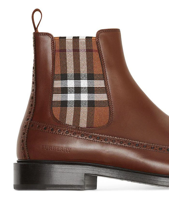 商品Burberry|Men's Tanner Check Pull On Wingtip Chelsea Boots,价格¥3988,第4张图片详细描述