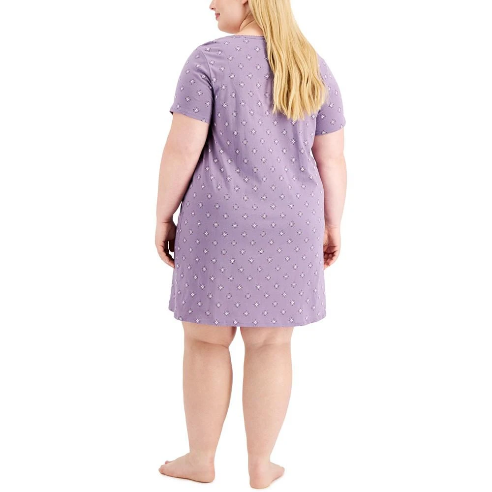 商品Charter Club|Plus Size Printed Cotton Essentials Chemise Nightgown, Created for Macy's,价格¥179,第2张图片详细描述