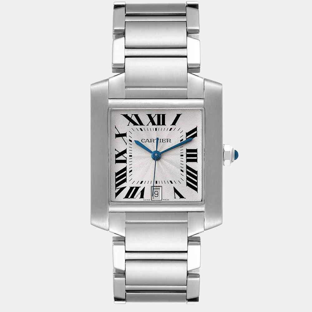Cartier Silver Stainless Steel Tank Francaise W51002Q3 Automatic Men's Wristwatch 28 mm商品第1张图片规格展示