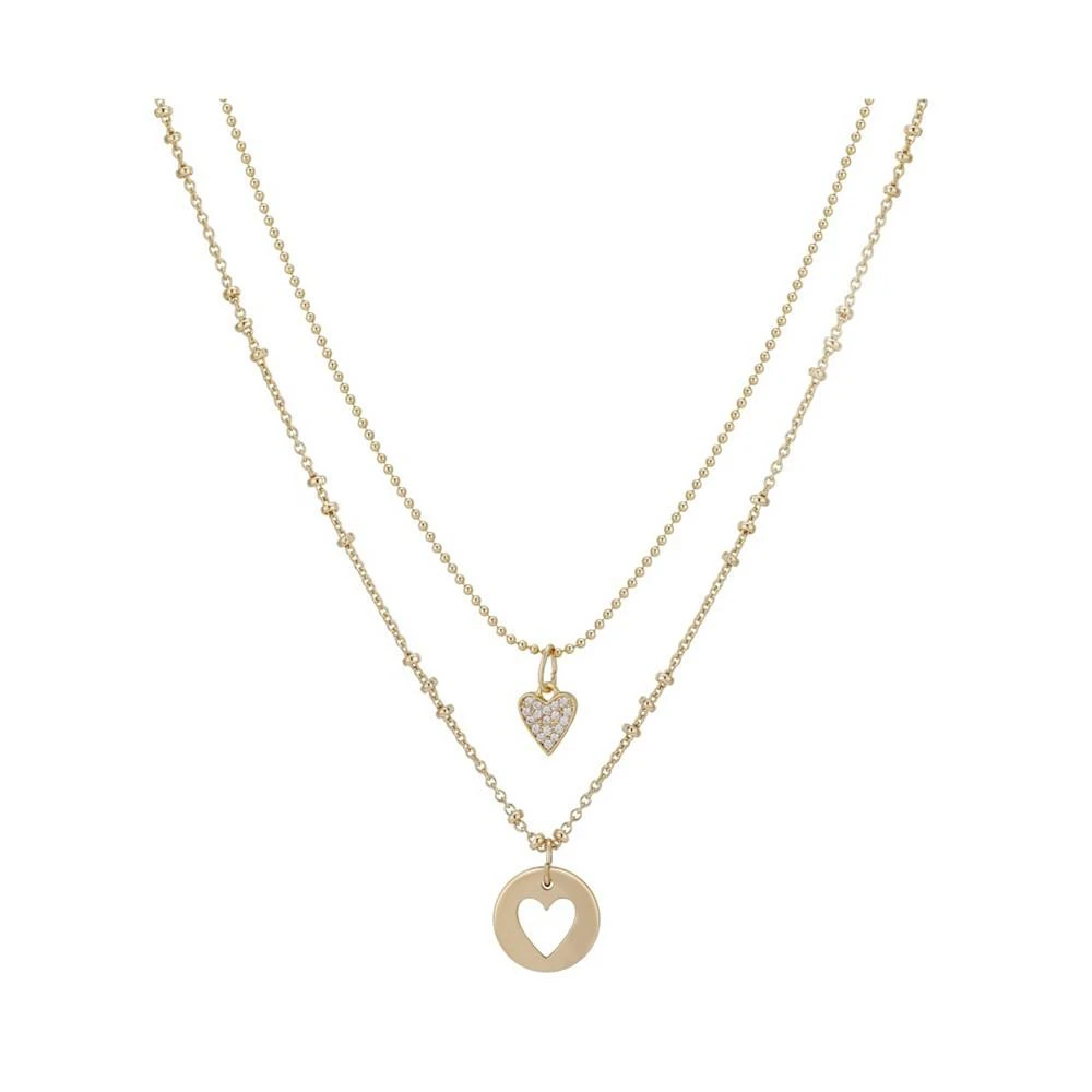 商品Unwritten|Cubic Zirconia Mini Heart and Heart Coin Pendant Necklace Set, 2 Pieces,价格¥188,第1张图片