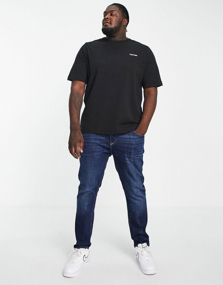 Calvin Klein Big & Tall cotton blend t-shirt with logo in black商品第4张图片规格展示