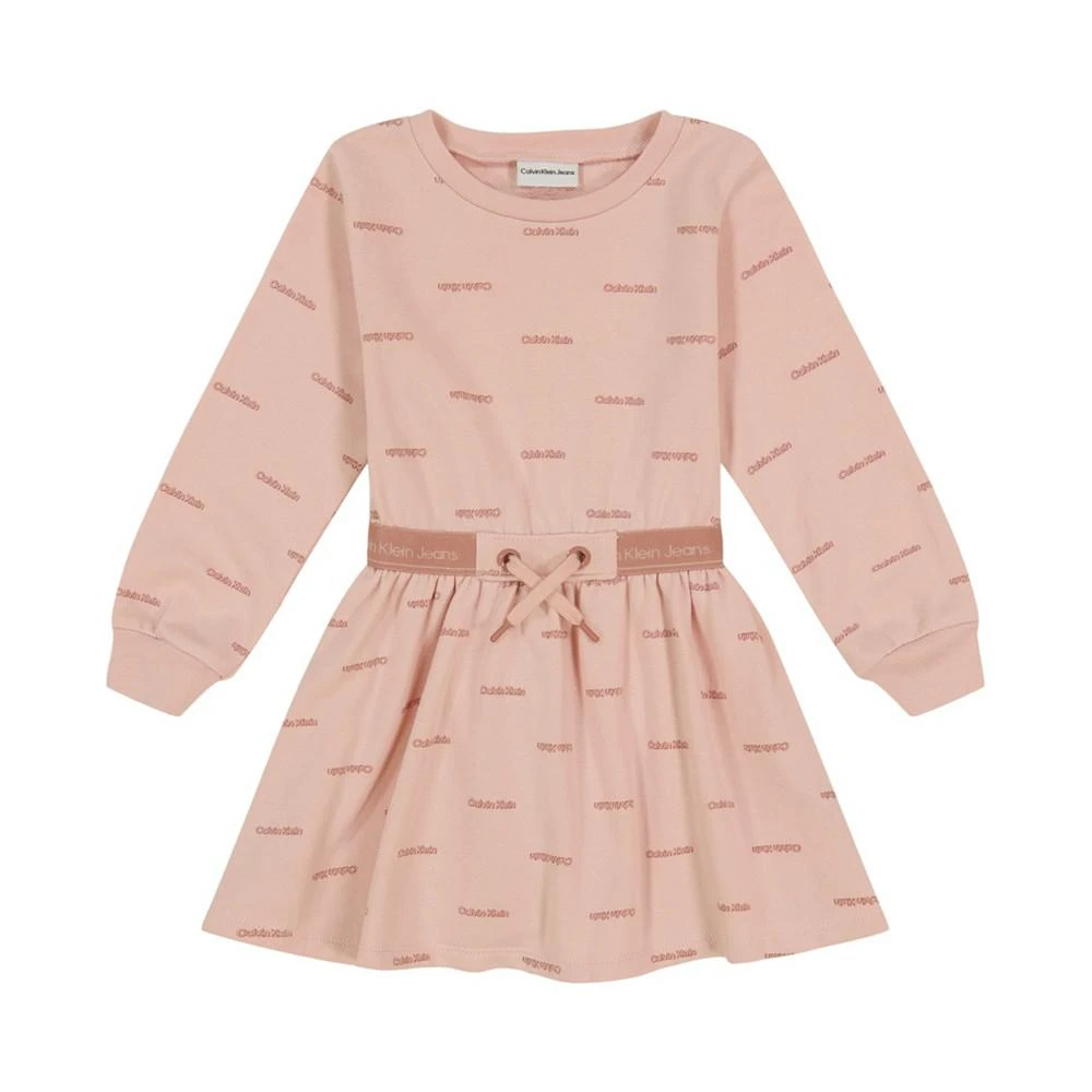 商品Calvin Klein|Little Girls French Terry Sweatshirt Dress,价格¥166,第1张图片