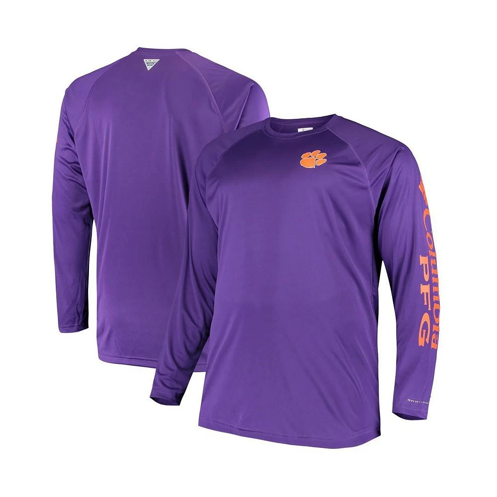 商品Columbia|Men's Purple Clemson Tigers Big and Tall Terminal Tackle Long Sleeve Omni-Shade T-shirt,价格¥332,第1张图片