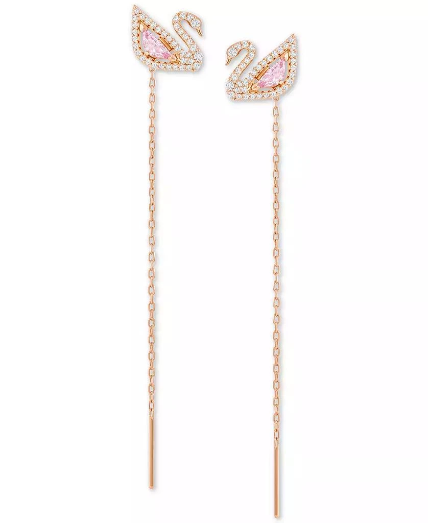 商品Swarovski|Rose Gold-Tone Crystal Swan & Removable Chain Drop Earrings,价格¥1188,第1张图片