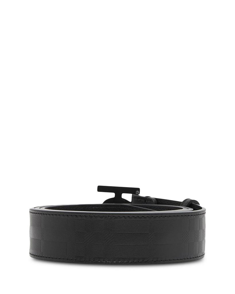 Men's Embossed Check Leather Belt商品第3张图片规格展示