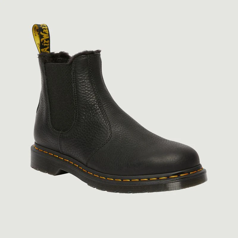 商品Dr. Martens|2976 leather and faux-fur Chelsea boots FI Black Ambassador DR. MARTENS,价格¥1656,第1张图片