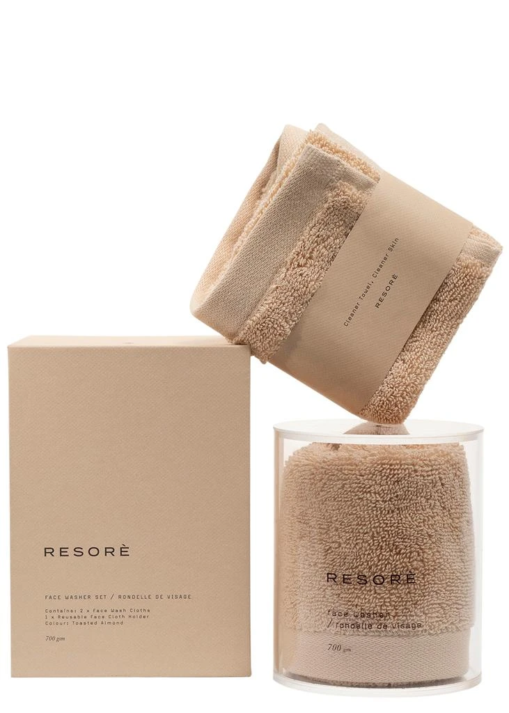 商品Resorè|Wash Cloth Set of 2 with Holder - Toasted Almond,价格¥510,第1张图片