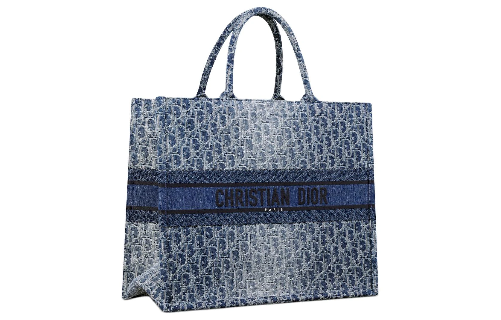 商品[国内直发] Dior|迪奥 BookToteOBLIQUE 字母徽标 提花面料拼牛仔布 托特包Tote包购物袋手提包 大号 女款 蓝色,价格¥31330,第3张图片详细描述