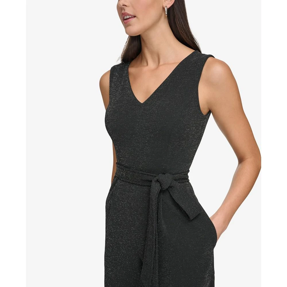 商品Calvin Klein|Women's Shimmer Tie-Waist Cropped Jumpsuit,价格¥953,第5张图片详细描述