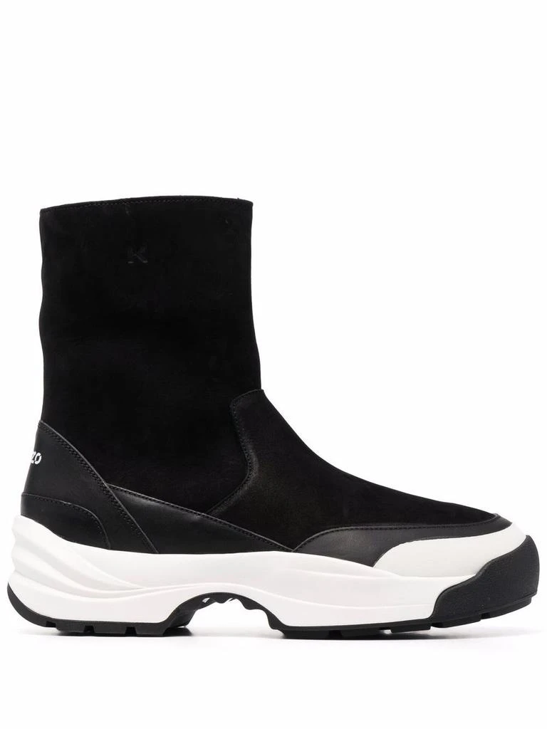 商品Kenzo|Kenzo Men's Black Leather Hi Top Sneakers,价格¥4644,第1张图片