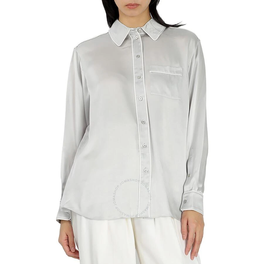 商品Burberry|Ladies Light Pebble Grey Silk Satin Shirt,价格¥1033,第1张图片