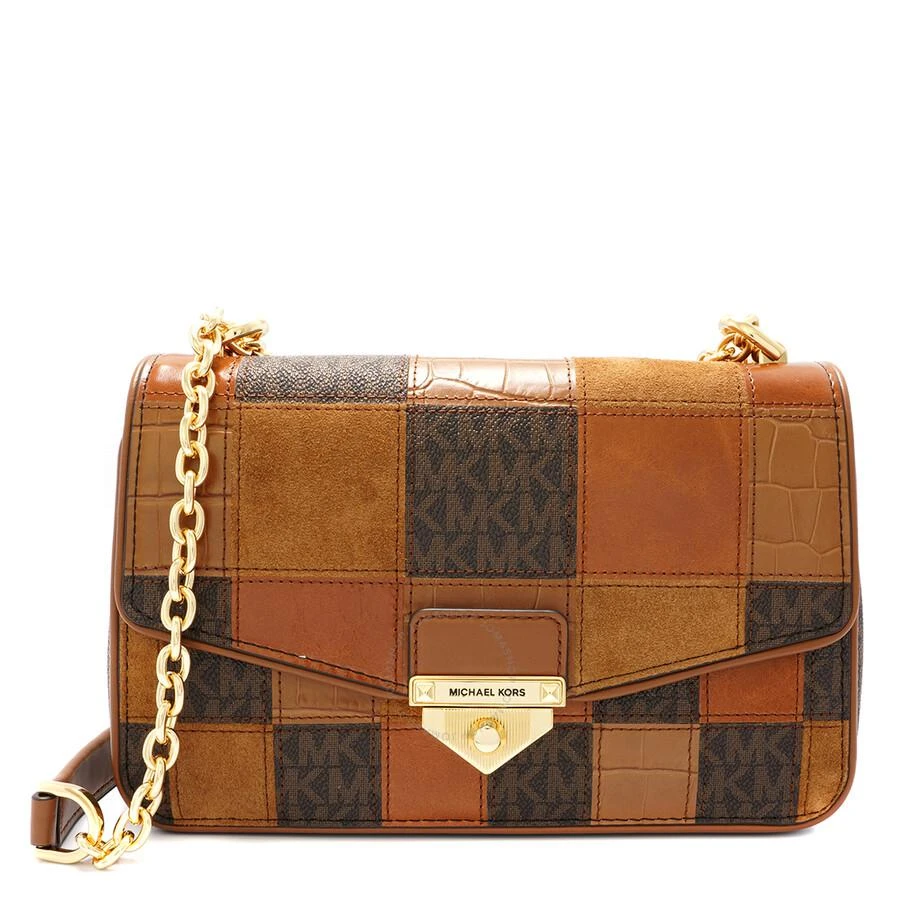 商品Michael Kors|Michael Kors Brown Ladies SoHo Large Patchwork Signature Logo Shoulder Bag,价格¥1929,第1张图片