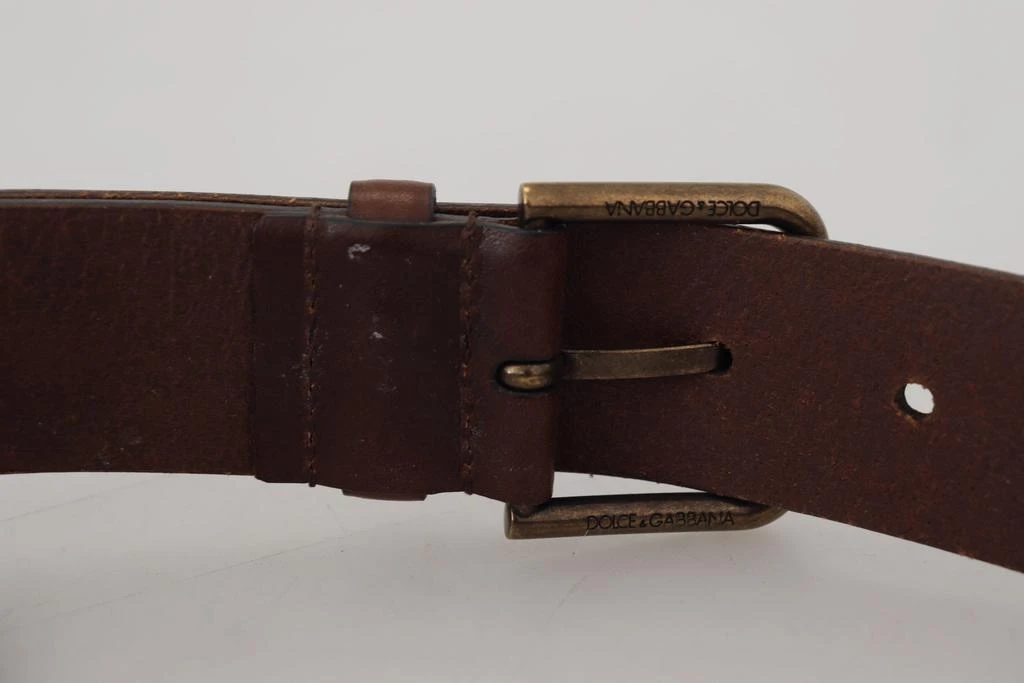 Dolce & Gabbana Brown Leather Gold Metal Buckle Carabiner Belt 商品