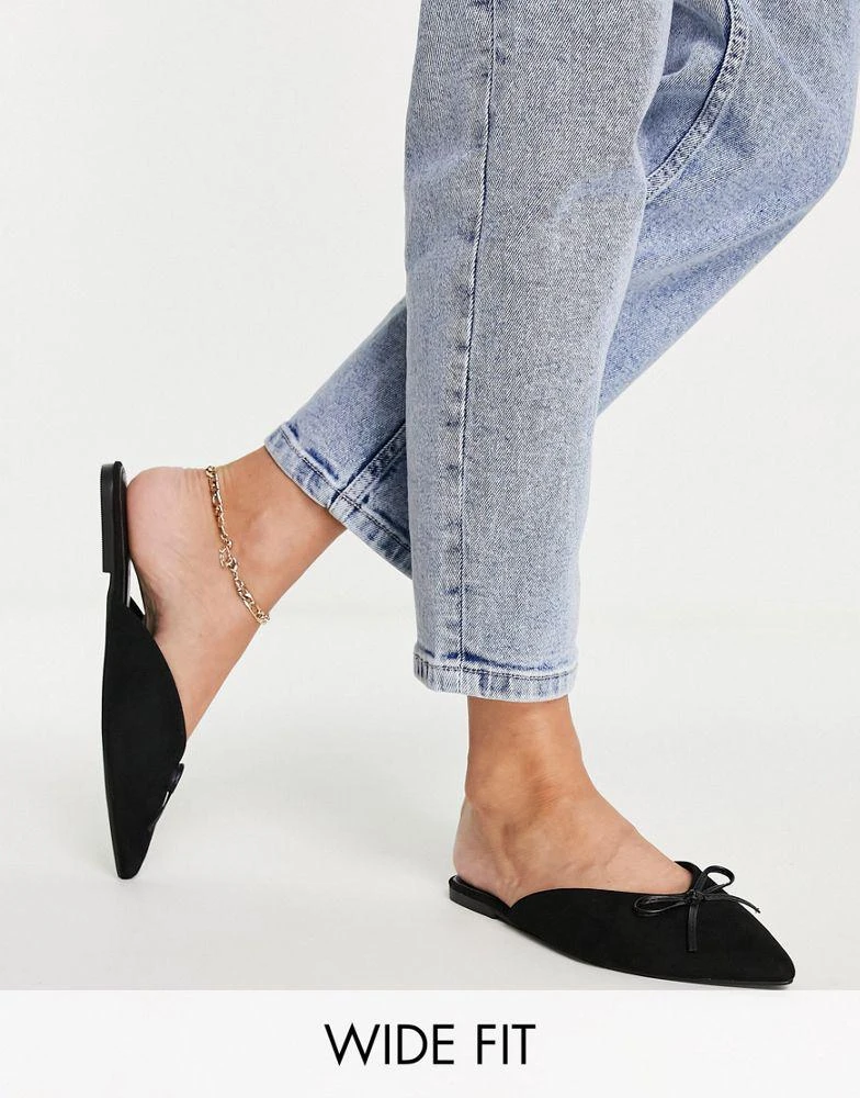 商品ASOS|ASOS DESIGN Wide Fit Lewi pointed flat mules in black,价格¥83,第1张图片